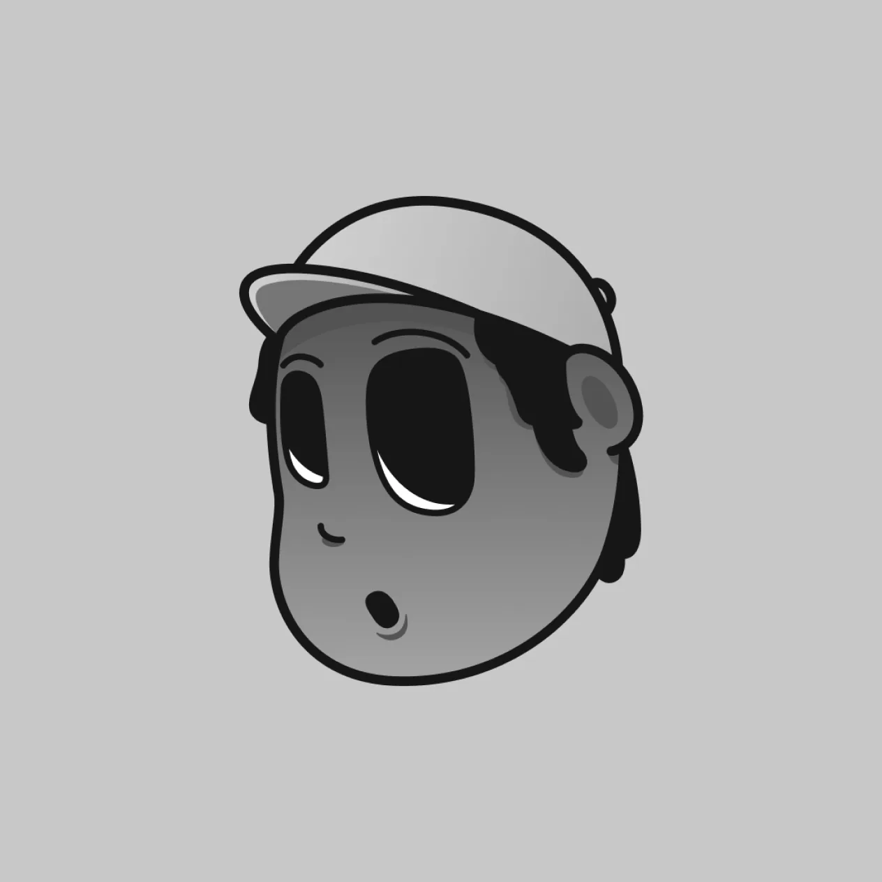 DeMajo mascot as a flat greyscale logo mark