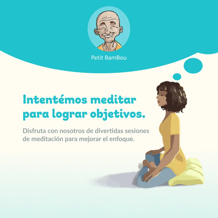 Instagram post: “Intentémos meditar para lograr objetivos” with a woman meditating