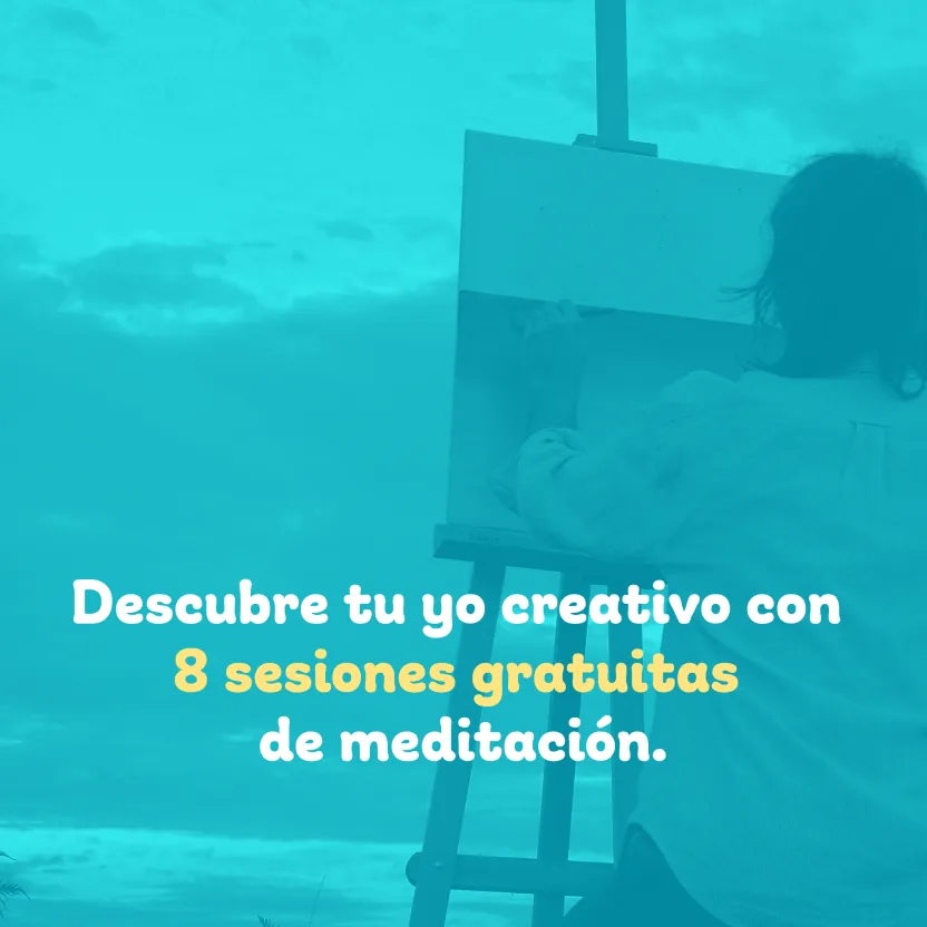 Instagram post: “Descubre tu yo creativo con 8 sesiones gratuitas” over a painter